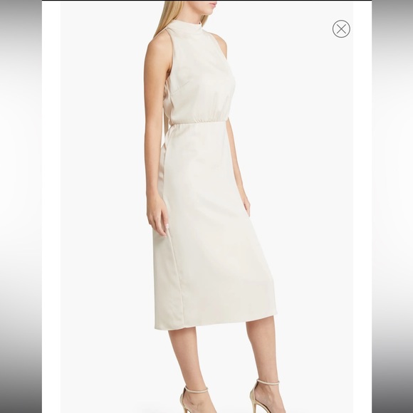 NWT Sam Edelman Champagne Satin Halter Dress 10 - Picture 2 of 4